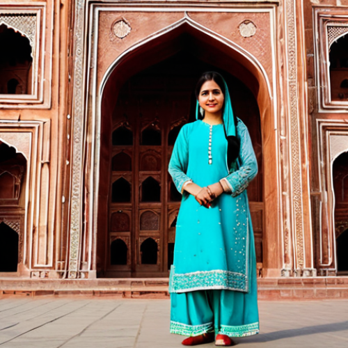 Home 26 **
"A Pakistani woman wearing a beautiful, fully clothed Shalwar Kameez with intricate embroidery, standing in front of the Badshahi Mosque in Lahore during the daytime. The scene should be vibrant and colorful, showcasing Pakistani culture and architecture. Perfect anatomy, correct proportions, natural pose, well-formed hands, proper finger count, natural body proportions, safe for work, appropriate content, fully clothed, modest, family-friendly, professional photography, high quality."
**