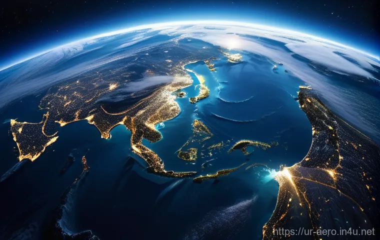 버진 갤럭틱 우주 관광 - **Prompt:** A breathtaking, awe-inspiring, and serene view of Earth from low orbit, depicting it as ...