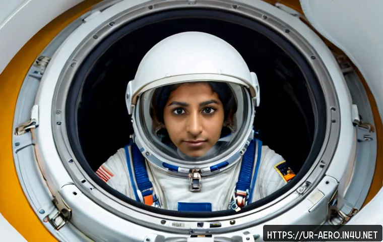 Home 15 우주여행 안전 문제 - Photorealistic spacecraft emergency safety training scene, Pakistani female astronaut in a fully sea...